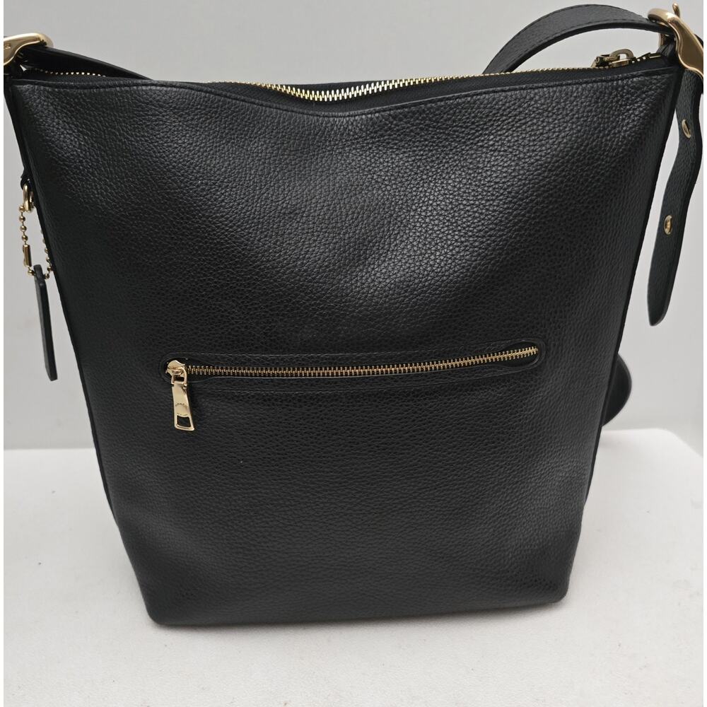 Coach Val Crossbody Shoulder Bag Duffle Black Soft Pebbled Leather Purse C2818 - Picture 9 of 16